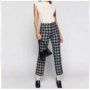 Reformation Black and White Plaid Cropped Pants